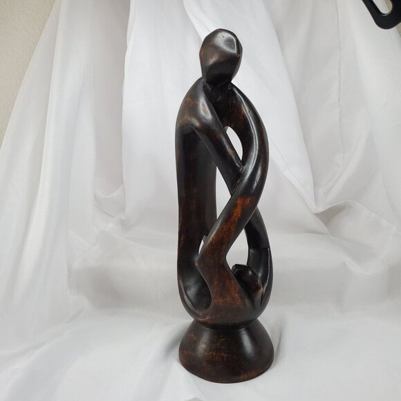 VTG Impressionist Ironwood Abstract Human Sculpture Handmade From Ghana 13.25" - Picture 1 of 14